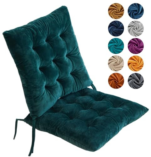 Hixingo Chair Cushions Set of 4, Seat Cushions for Dining Chairs, Crystal Velvet Soft Cotton Kitchen Chair Cushions, Dining Chair Cushions for Armchair Seat Pad For Garden & Dining (40cm,Dark green)