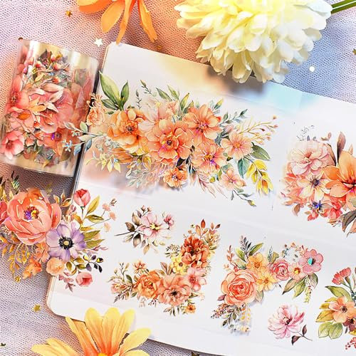 Ddayup Floral Washi Tape Sticker Washi Tape Blumen Washi Masking Tape Aesthetic Washitape Vintage Washi Tapes Deko Klebeband Dekoratives Klebeband für Kinder Scrapbooking Journaling Supplies