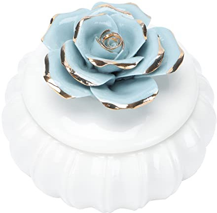 TINEASUR Boîte En Porcelaine Scellée De Style Nordique Motif Floral Peint, Boîte à Bijoux Décorative Légère Et Pratique Rangement Maison