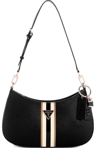 GUESS Femme Noelle Top Zip Shoulder Bag Sac à l'épaule, Noir, Taille Unique