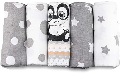 FENSILO Baby Muslindukar | dregellappar baby|muslinblöjor|5-pack | 70 x 80 cm|C1-10002