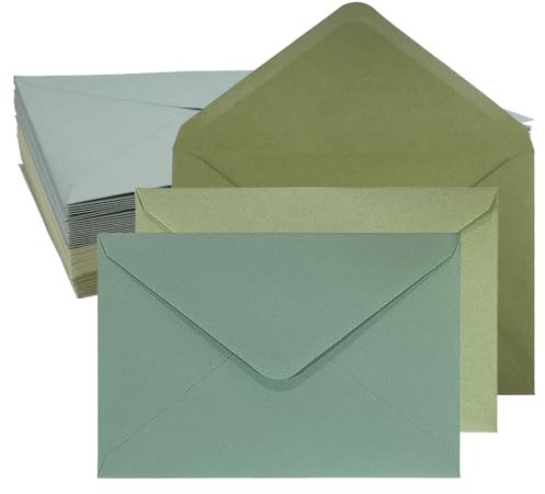 wocpvm 60 Briefumschläge in Mintgrün - 13,5 x 19,5 cm - Kleine Briefumschläge in Eukalyptusgrün - für Briefe, Grußkarten (Eukalyptusgrün - 3 Farben)