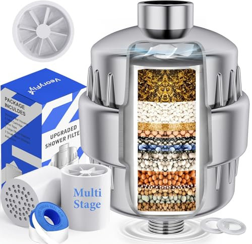 Anti-Kalk-Duschfilter – Wasserenthärter mit rotierender Turbine, entfernt Chlor und Fluorid, 2 Kartuschen im Lieferumfang enthalten