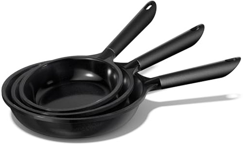 SAMFZ Ceramic Nonstick Frying Pan, Non Toxic Pan for Cooking, 8 9.5 and 11 Frying Pan Skillet Set PFAS & PTFE & PFOA Free, Dishwasher Safe, Compatible with All Stovetops