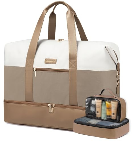 LOVEVOOK Bolso de Viaje para Mujer, Bolsa de Deporte Weekender | bolsa de mano para avión, bolsa de clínica para el nacimiento, bolsa de viaje para ropa con neceser y compartimento