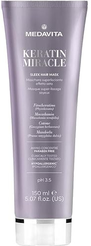 Medavita | Keratin Miracle Sleek Hair Mask, 150ml, Maschera Capelli Ristrutturante, con Cheratina Lisciante