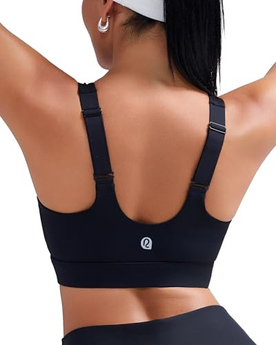 RUNNING GIRL Adjustable Straps High Impact Sports Bra for Women,High Support Workout Sports Bras with Sewn in Pads(WX3120 Black M)