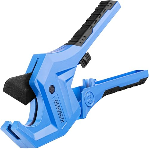 EffektWerk - Tagliatubi a cricchetto in PVC - 43 mm - Utensile da taglio per tubi PEX, PPR, PE, plastica, gomma, tubi e tubature idrauliche per impieghi gravosi