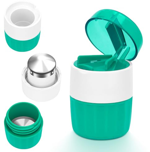 Hysagtek Tabletten Mörser Klein - Tablettenmörser 3-in-1 mit Depotfach und Reinigungsbürste, Tabletten Zerkleinern für Tabletten und Haustiere, Multifunktionaler Pillenmörser