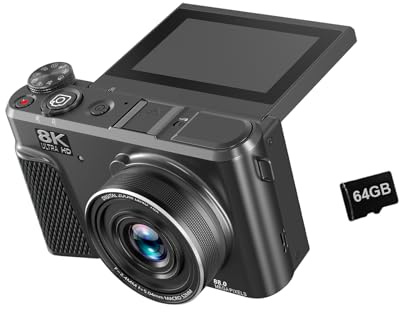 Cámara digital 8K 88MP enfoque automático cámara de vídeo con pantalla abatible de 180 grados LED luz de relleno digital 18X