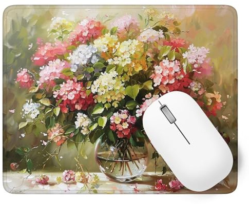 Mouse Pad Flower, Small Mouse Mat 220 x 180 mm, Desk Mat with Waterproof Design, Premium-Textured Square Mousepad Hydrangea, Smooth Surface,Gaming Office Mousemat Keyboard Decor Gifts Christmas p1j-72