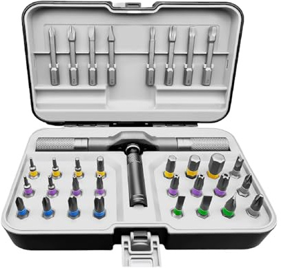 de Destornillador – Manivela en T ergonómica con trinquete – Kit de herramientas de reparación – para principiantes profesionales Padre Marido Gafas de bicicleta reloj