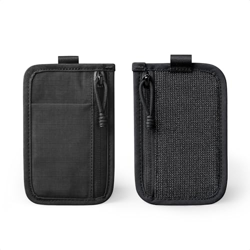 ALPAKA Stash Pouch Slim EDC Pouch Pocket Organizer for Everyday Carry | Mens Small Wallet with YKK Zipper Compartments, EDC and Card Slot, HUB Webbing Loop, Black Axoflux 210D