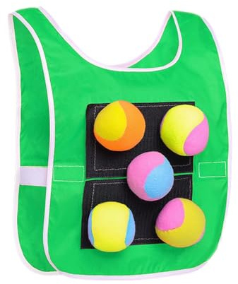 Stick Ball Väst för barn- Kroklås, Lekplats Dodgeball Game Target | Catch Toss Soft Foam Sphere, Syntetiskt Mesh Tyg | Friluftsaktiviteter för småbarn och skolbarn