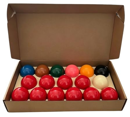 TriUnytion Snooker kulset, 17 stycken 57,2 mm snooker-bollar, set, harts, brittiskt biljardkulor, 10 röda, 6 färgade och 1 vit kula
