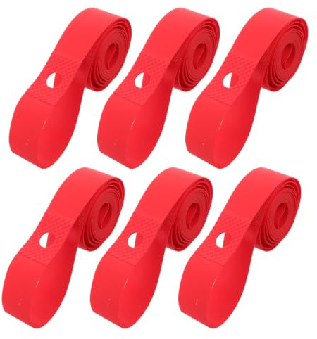 Kisangel Lot de 6 Fonds de Jante 24 Pouces pour vélo : Protections Haute Pression et Anti-crevaison pour Chambres à air de VTT et de vélo de Route 24 Pouces (Rouge).
