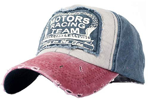 Tuopuda Nueva Unisex Gorra de béisbol algodón Mezclado Motocicleta Gorra molienda Borde Haga Viejo Sombrero (Rojo)