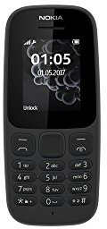 Nokia 105 2017 Telefono Cellulare, Display 1.8'', 4 MB, Nero [Italia]