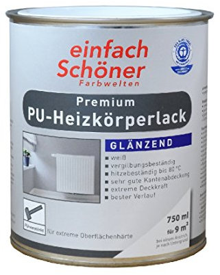 einfach Schöner 750 ml Premium PU Heizkörperlack Weiß Glänzend wasserverdünnbar
