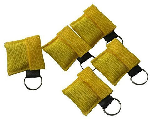 CPR-Masken-Schlüsselanhänger mit CPR-Gesichtsschutz, AED, Gelb, 10 Stück