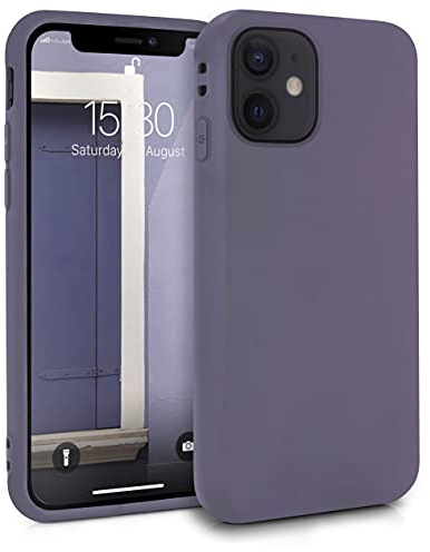 MyGadget Hülle kompatibel mit iPhone 12 Mini - robuste Handyhülle TPU Case Slim Silikonhülle - Back Cover Kratzfest Schutzhülle matt Lila [ dunkel ]