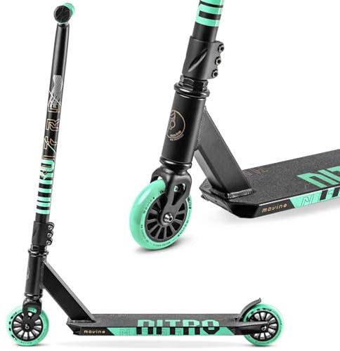Movino Nitro Monopattino Freestyle Leggero per Principianti - Robusta Pedana in Alluminio e Cuscinetti ABEC 9 - Trick allo Skatepark - Bambini Adolescenti - Ruote 100 mm Scooter Acrobatico