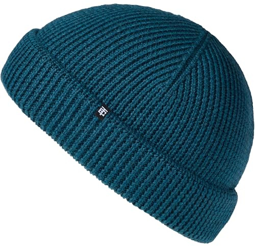 Enter the Complex® Fisherman Beanie, 100% Merino Wolle, Trawler Mütze, Fischermütze, Troyer, Ribbstrick, Damen und Herren, Petrol