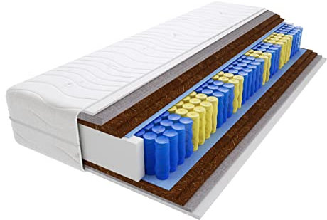 Godre Matratze 140x200 cm Doppelmatratze, H5 Sehr hart Federkernmatratze, Taschenfederkernmatratze 24 cm Hoch Kokosfaser Rosshaar Hypoallergene, HR-Schaum, Wendematratze mit Klimafaser Vela Max