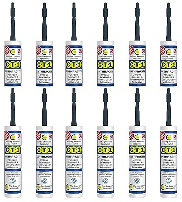 CT1 - Building Sealant & Adhesive Snag Tube 290ml for Virtually Any Material (Anthracite 12 Pack)