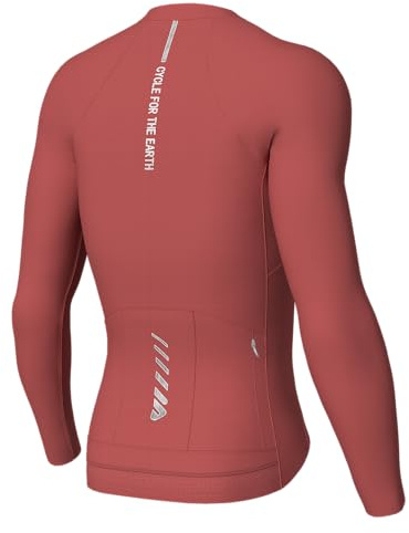 Lo.gas Maglia da ciclismo da uomo a maniche lunghe con 3 + 1 tasche posteriori, traspirante, UPF 50+, con cerniera intera, per equitazione, Rosso, XX-Large