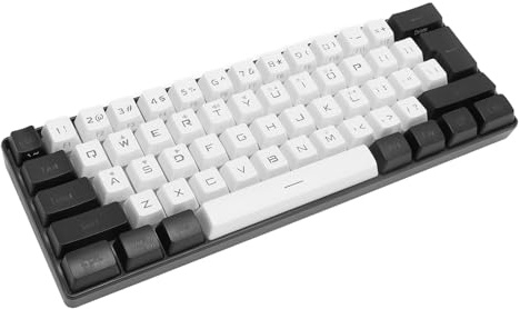 60% Mini Gaming Keyboard, 61 Keys RGB Backlit Ergonomic USB Keyboard, Wired Programmable USB Keyboard for WINDOWS Desktop Computer (White Black)