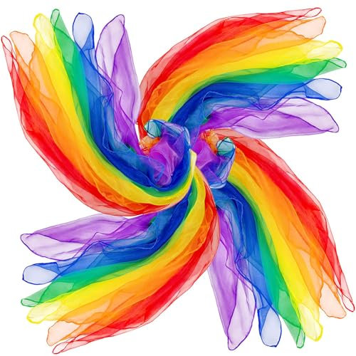 GlamRays Jongliertücher für Kinder zum Spielen 24 Stück Tanz Musik Schals Bunt Seide Aktive Schals Rhythmus Band Schals für Kleinkinder Kinder Bewegung (6 Farben)