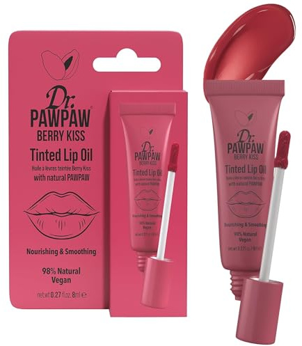 Dr.PAWPAW Berry Kiss Tinted Lip Oil 8ml | Natural Glossy Lip Tint with Pawpaw, Aloe Vera and Castor Oil, Buildable Colour for Soft, Nourished Lips, Vegan