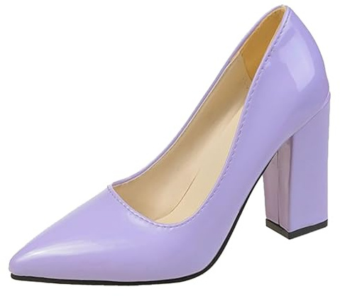Pumps, scarpe da donna con tacco alto, scarpe da sposa, scarpe da donna, eleganti e comode, con tacco a blocco, scarpe da sera, Lilla, 41 EU