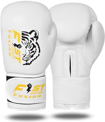 Kids Boxing Gloves Training and Sparing Muay Thai Kickboxing Workout Youth Gloves MMA Junior Punching Bag Mitts 2oz 4oz 6oz (White, 2oz)