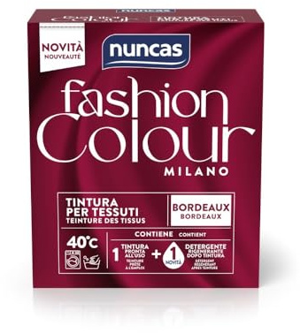 Nuncas Fashion Colour Milano - Bordeaux - Kit de teinture textile - Prêt à l'emploi avec lessive post-traitement (180 g - 75 ml)