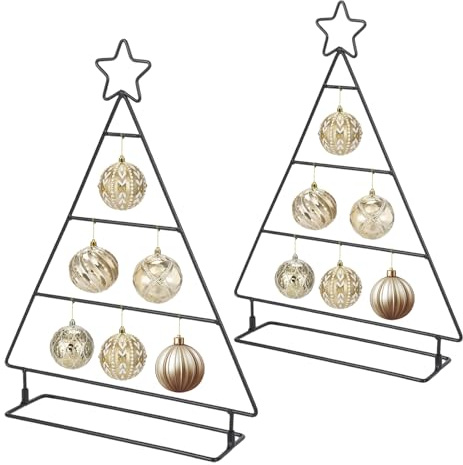 Albero di Natale in metallo per decorazioni, 2 Supporto per palline di Natale, Albero di Natale in metallo 42 * 30 cm per palline di Natale, Fai da te, Decorazione da appendere, Decorazione da tavolo