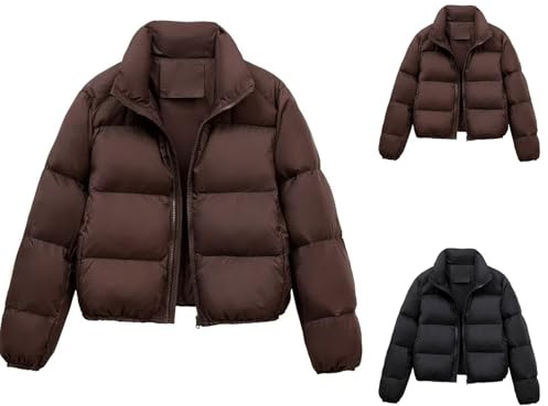 MJGkhiy Piumino Donna Invernale Corto Curvy Giacca Antivento Caldo Giubbino Trapuntato Moda Comodo Puffer Jacket Elegante Casual Piumini Imbottita Autunnale Cappotto Con Zip Taglie Forti