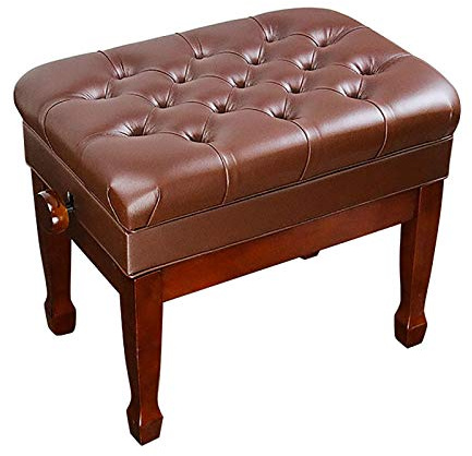Pianopall Pianopall Höjdjusterbar pianobänk Mjukt läderstoppat säte för övning med musikinstrument, hydraulisk lyftning, svart, rödbrun,Red Brown