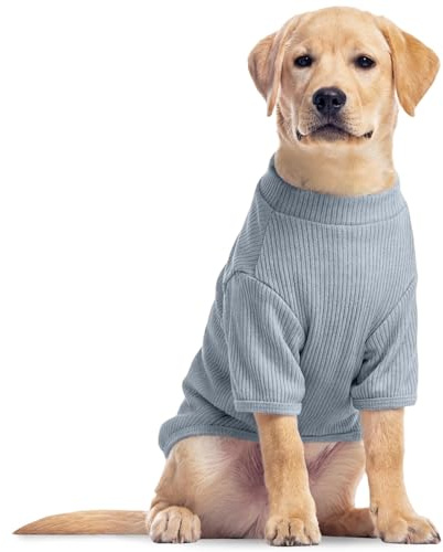 T-Shirt In Maglia Per Cani Di Taglia Media, Maglione Leggero Elasticizzato A Costine, Abbigliamento Confortevole Per Bulldog Inglese E Australian Shepherd, Uso Domestico Quotidiano, Blu Skyline XXL