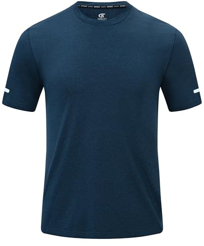 Tyhengta Gym Tops for Men Mens T Shirt Short Sleeve Quick Dry Sports T-Shirt Casual Summer Tops Breathable Moisture Wicking Athletic Running Workout Tee Shirts Blue, L