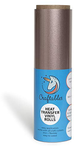 Craftables Rose Gold Heat Transfer Vinyl Roll HTV 11 ft. - Easy to Weed Tshirt Iron on Vinyl for Silhouette Cameo, Cricut, Heat Press, All Craft Cutters