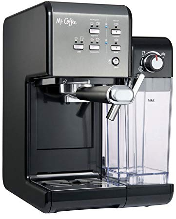 Mr. Coffee One-Touch Coffee House Espresso and Cappuccino Machine in Black Stainless