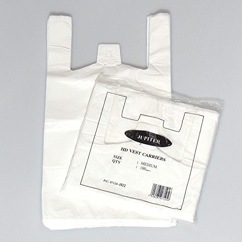 3XPlastic Vest Style Plastic Carrier Bags - 10 x 15 x 18 - (1 Packet = 100 Bags)