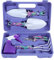 Coolty 5 Stück Gartengeräte Set, Gartenhandwerkzeuge mit lila Blumendruck Ergonomischer Griff Schaufel Spaten Rechen Egge Kelle Gartenschere Sprayer, Garten Geschenk Set