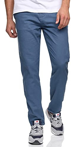 Indicode Herren Bryne Stoffhose aus Baumwolle & Leinen | Herrenhose Freizeithose Männer Dk Denim, S
