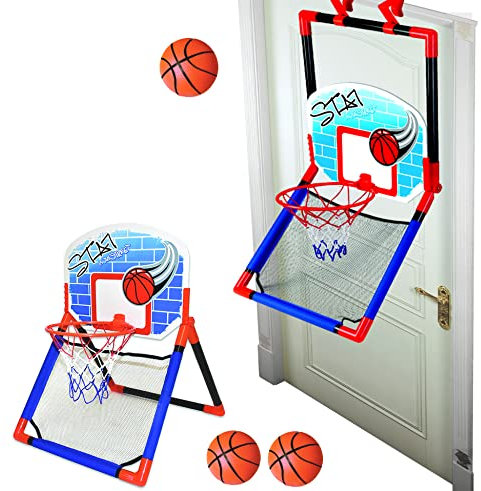 Koolbitz Basketball Hoop and Stand for Kids 2 in1 Basketball Set for Wall Mounted Hoop 2 Ball & Air Pump Indoor And Outdoor Portable Sports Activity Toys for Age 3+