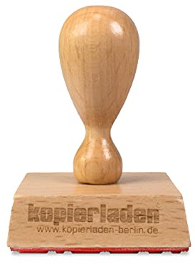 Tampon en bois carré avec le texte de votre choix, 50 x 50 mm, pour des logos, des motifs ou des adresses – tampon d’entreprise