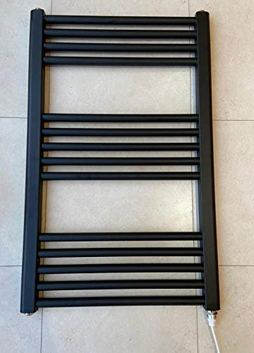 Greened House 500w x 800h Black Electric Straight Heated Towel Rail Bathroom Radiator