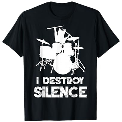 I Destroy Silence Drums Batterie pour chat T-Shirt